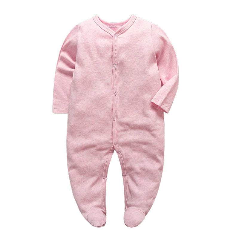 Newborn Footed Pajamas Girl and Boy Romper Long Sleeve Jumpsuit Cotton Solid White 0-12 Clothes Playsuit Baby Romper Jumpsuit