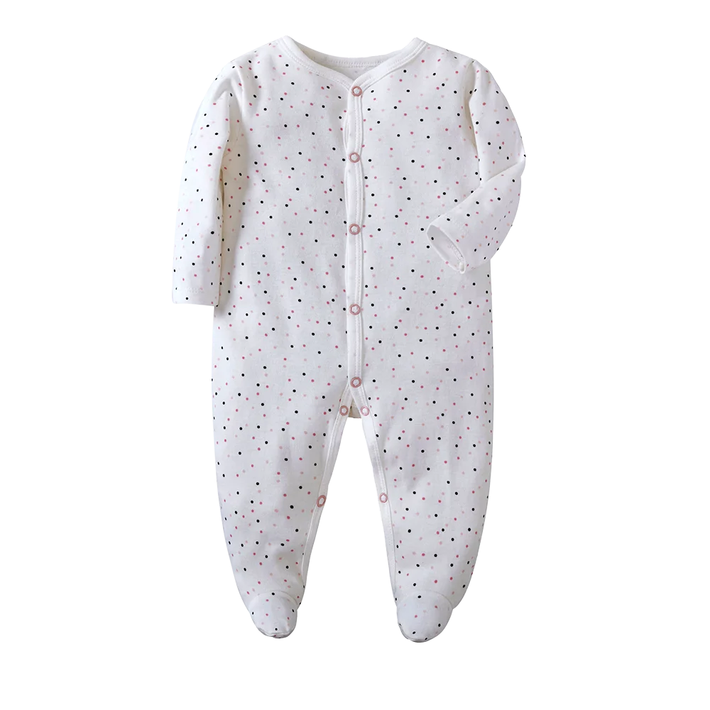 Newborn Footed Pajamas Girl and Boy Romper Long Sleeve Jumpsuit Cotton Solid White 0-12 Clothes Playsuit Baby Romper Jumpsuit