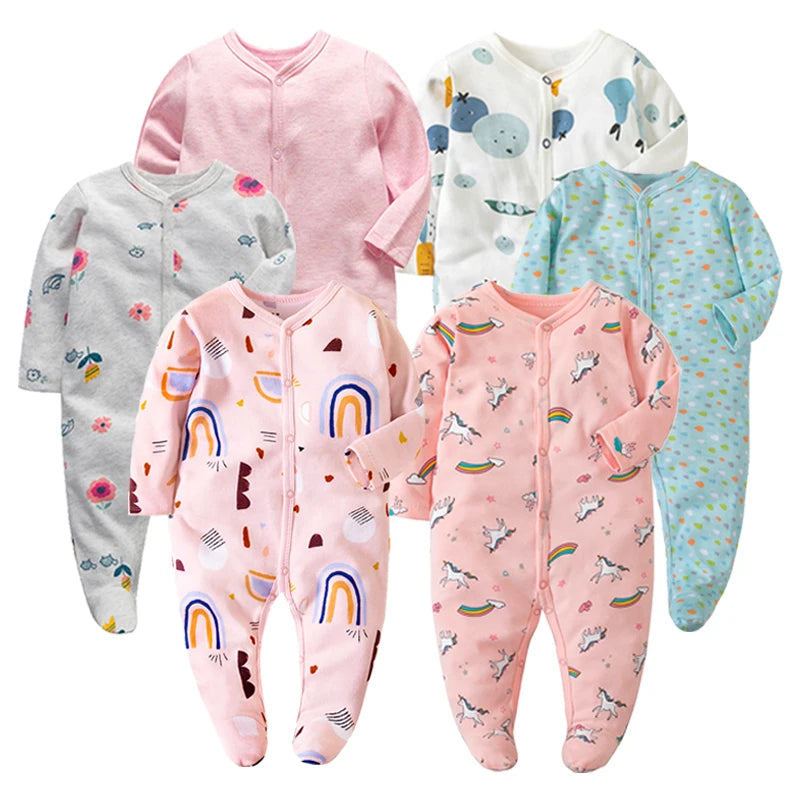 Newborn Footed Pajamas Girl and Boy Romper Long Sleeve Jumpsuit Cotton Solid White 0-12 Clothes Playsuit Baby Romper Jumpsuit