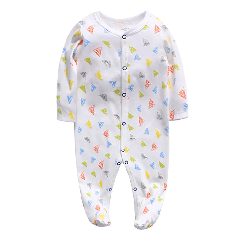 Newborn Footed Pajamas Girl and Boy Romper Long Sleeve Jumpsuit Cotton Solid White 0-12 Clothes Playsuit Baby Romper Jumpsuit