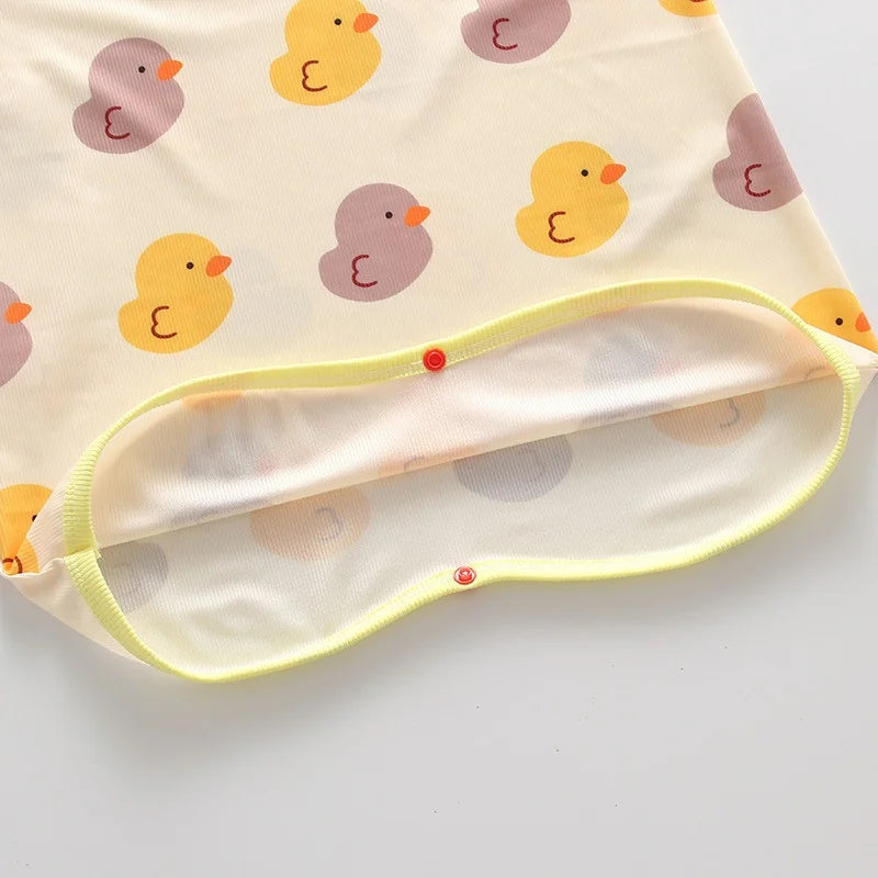 Newborn Infant Summer Air Conditioned Romper Thin Ice Silk Cartoon Print Bodysuits Soft Comfortable Kids Anti Kick Sleepwear