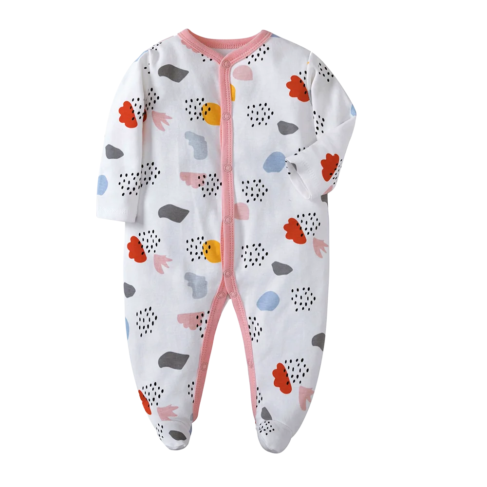 Newborn Footed Pajamas Girl and Boy Romper Long Sleeve Jumpsuit Cotton Solid White 0-12 Clothes Playsuit Baby Romper Jumpsuit