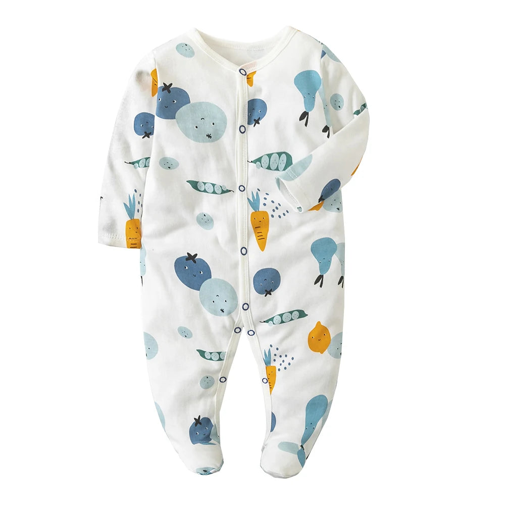 Newborn Footed Pajamas Girl and Boy Romper Long Sleeve Jumpsuit Cotton Solid White 0-12 Clothes Playsuit Baby Romper Jumpsuit