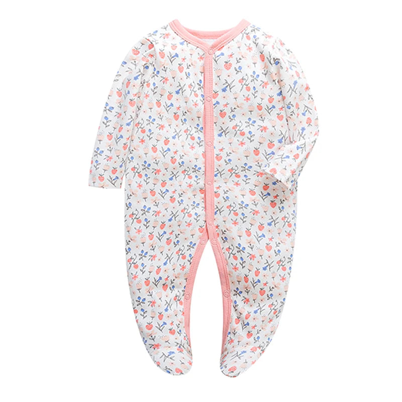 Newborn Footed Pajamas Girl and Boy Romper Long Sleeve Jumpsuit Cotton Solid White 0-12 Clothes Playsuit Baby Romper Jumpsuit