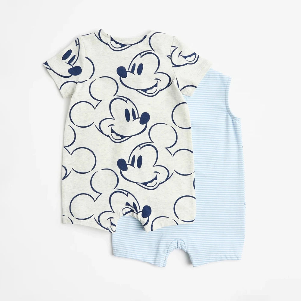 2Pcs Mickey Mouse Baby Boy Jumpsuits for Summer Cotton Infant Short Sleeve Rompers Newborn Baby Girl Clothing