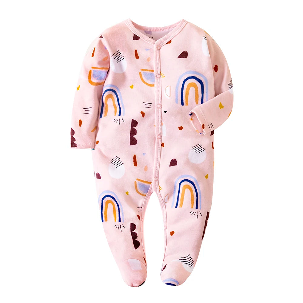 Newborn Footed Pajamas Girl and Boy Romper Long Sleeve Jumpsuit Cotton Solid White 0-12 Clothes Playsuit Baby Romper Jumpsuit