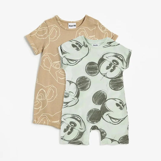 2Pcs Mickey Mouse Baby Boy Jumpsuits for Summer Cotton Infant Short Sleeve Rompers Newborn Baby Girl Clothing