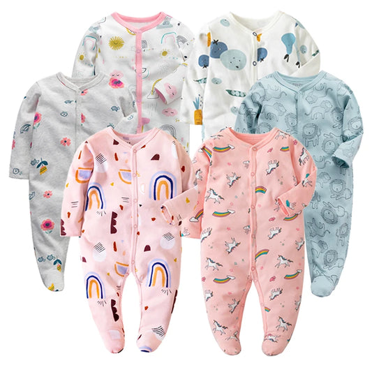 Newborn Footed Pajamas Girl and Boy Romper Long Sleeve Jumpsuit Cotton Solid White 0-12 Clothes Playsuit Baby Romper Jumpsuit